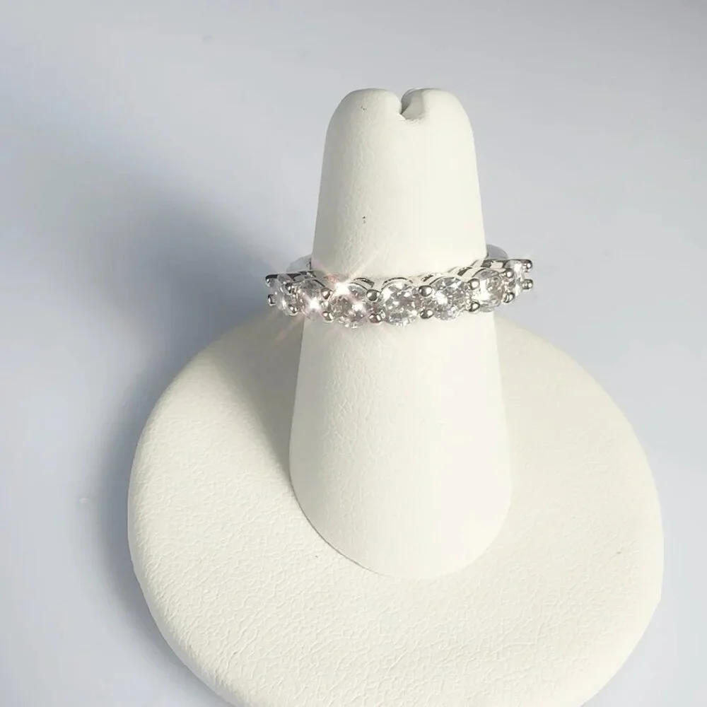 Cubic Zirconia Silver Tone Band Ring Size 6 - Picture 7 of 17